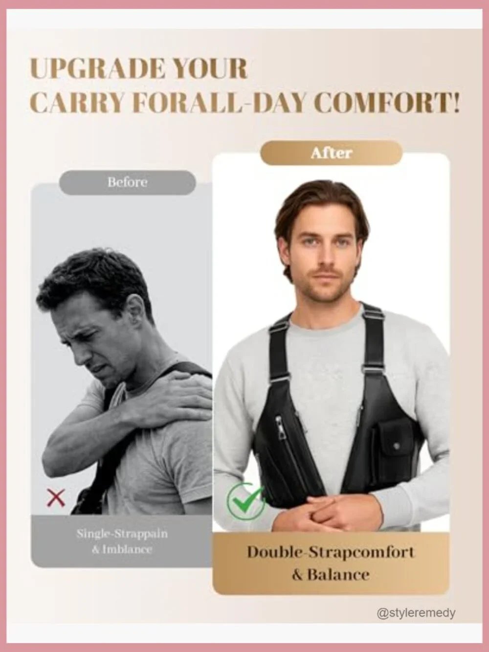 Shoulder Holster Chest Bag for Men Underarm Concealed Carry Leather Vest